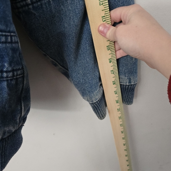 Vtg 90s AKA BAY Puffy Denim Sherpa Lined Mens L Bomber Trucker Jacket Y2K - Picture 14 of 16